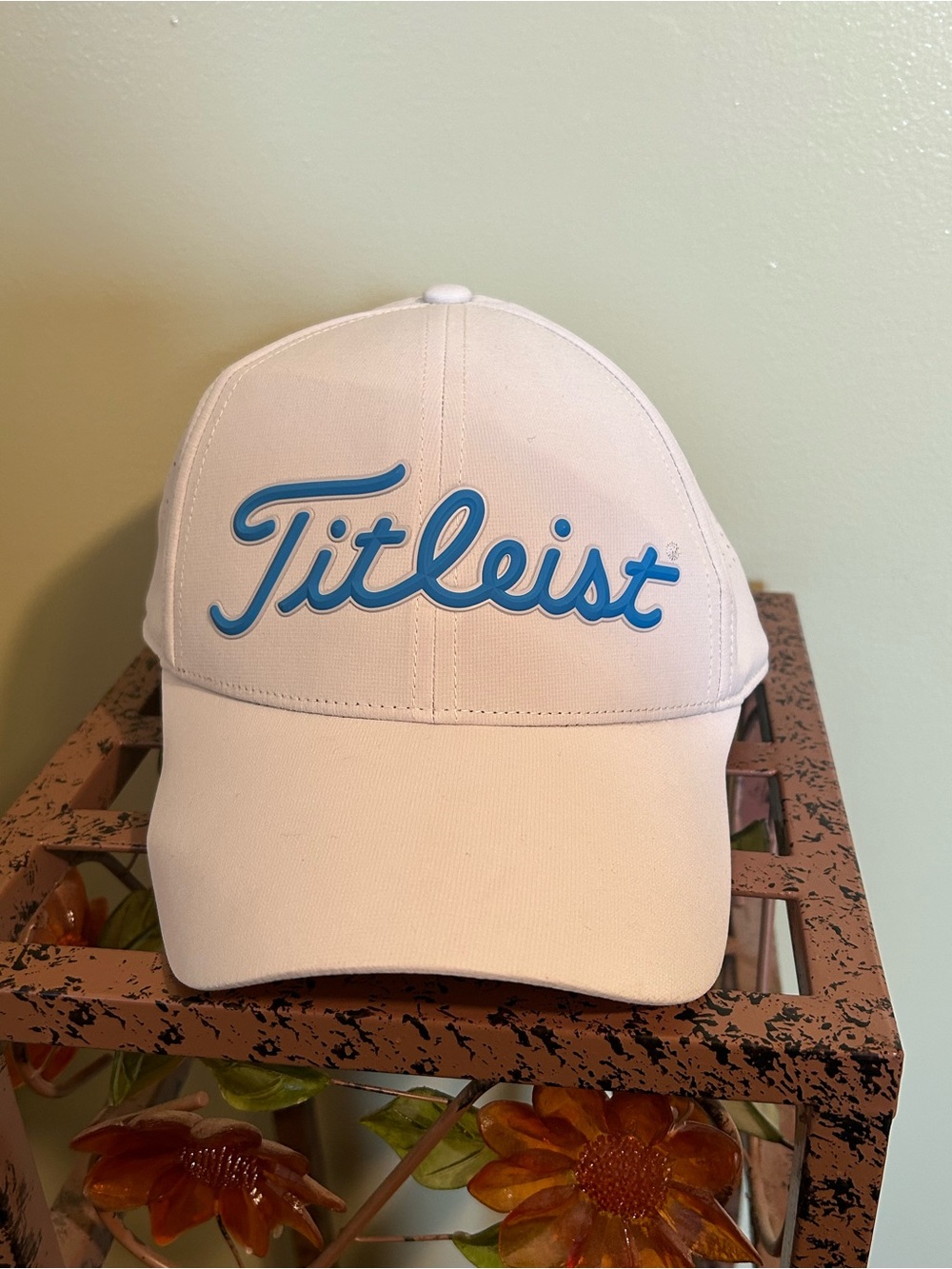 Titleist Players Tech Golf Hat White Light Blue Orange Under Visor Adjustable